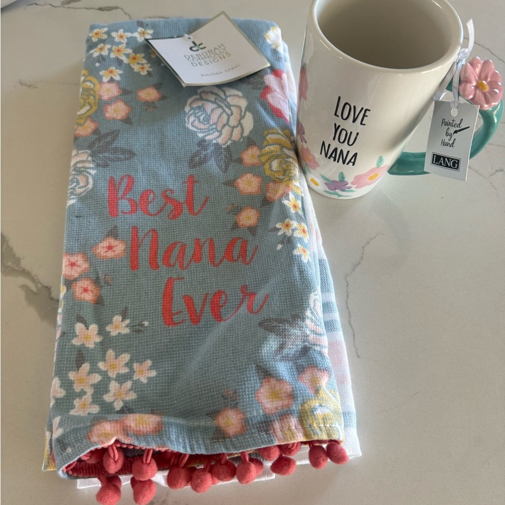 NANA Gift Set! Best Nana Ever Floral Tea Towel and Nana Mug!